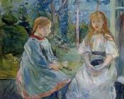 贝尔特摩里索特 - Little Girls at the Window, Jeanne and Edma Bodeau